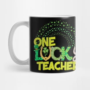 One lucky Teacher groovy text St Patrick's Da Mug